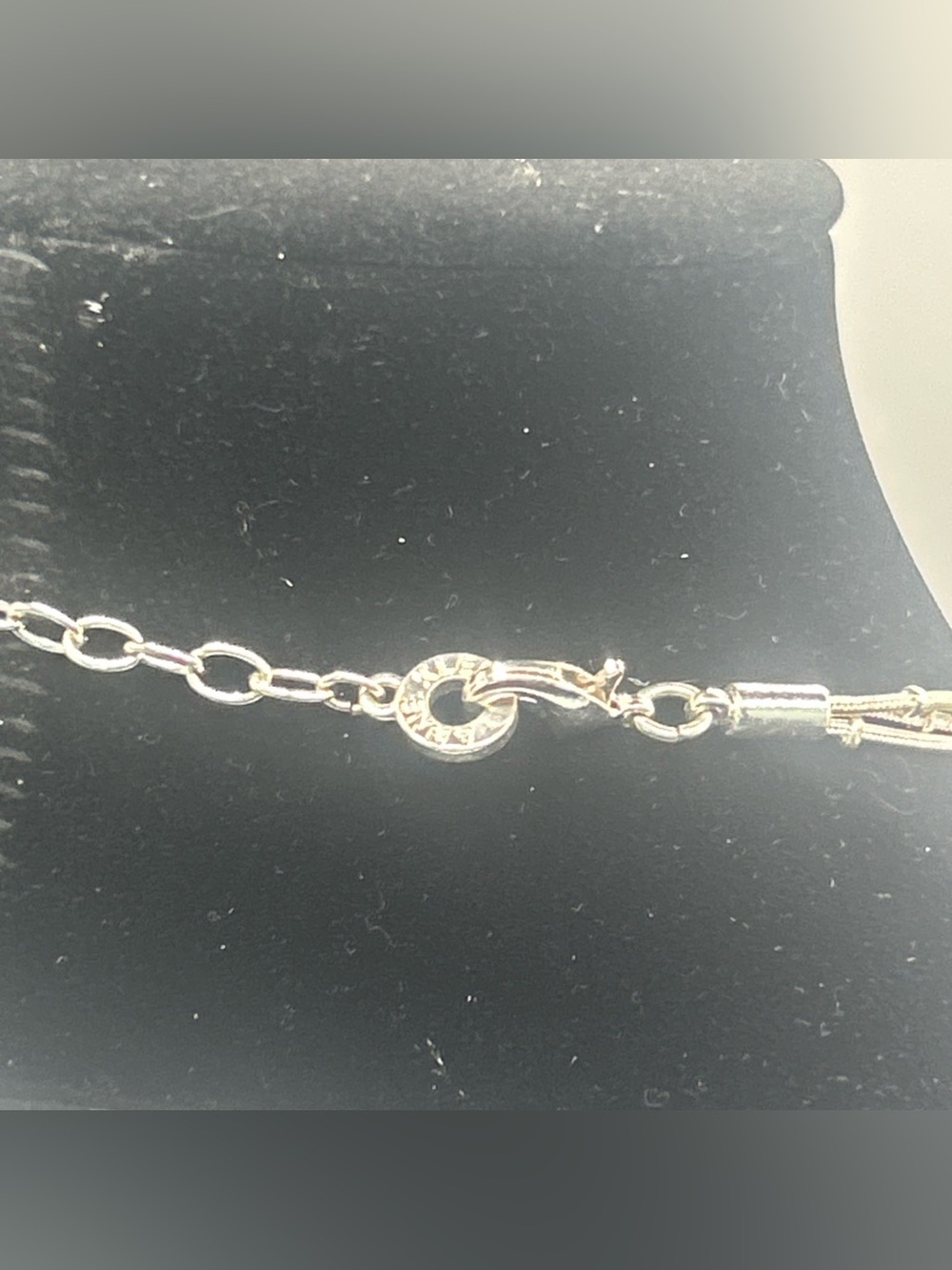 Vintage Anne Klein 3 Strand Necklace W/ Dangle Bezel Set Blue Beads Silvertone - Picture 7 of 9